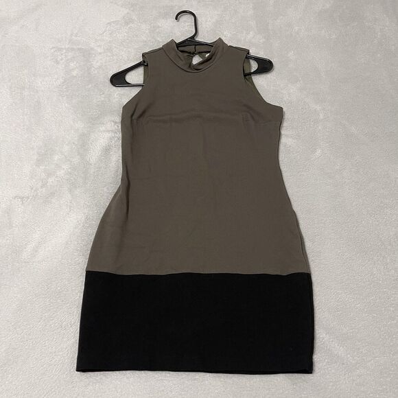 Emerald Sundae Dresses & Skirts - Emerald Sundae Dress Medium Green Sleeveless Sheath Mini Colorblock Mock Neck